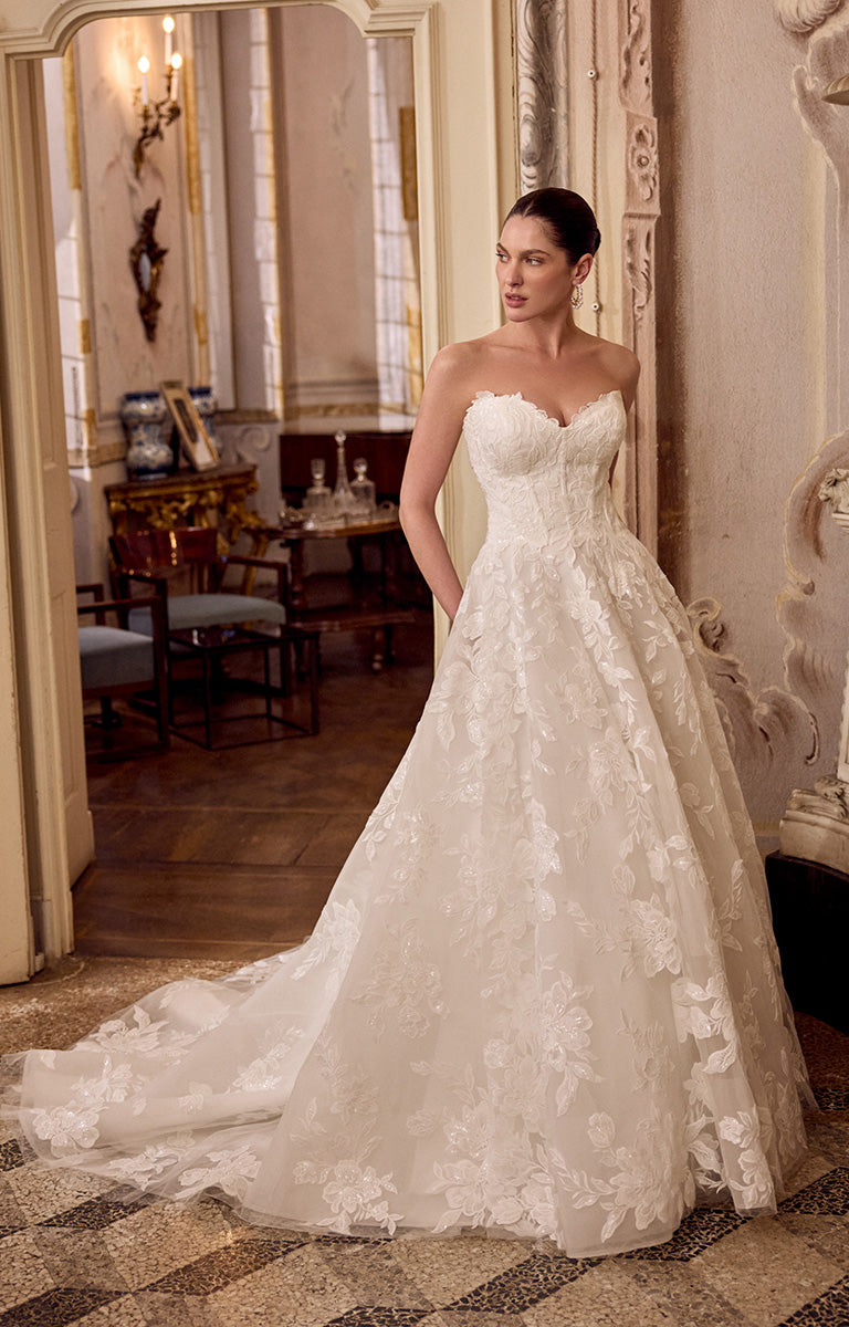 justin alexander strapless lace wedding dress Strapless Wedding Dresses & Gowns