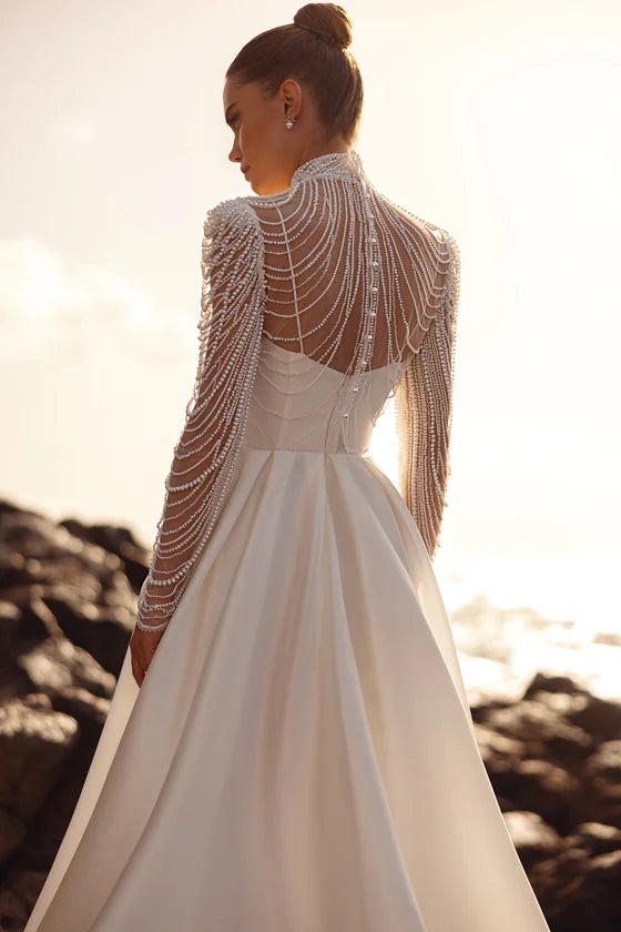 alya dress designer Dama Couture Off Shoulder Corset Wedding My Actual Bust is:21