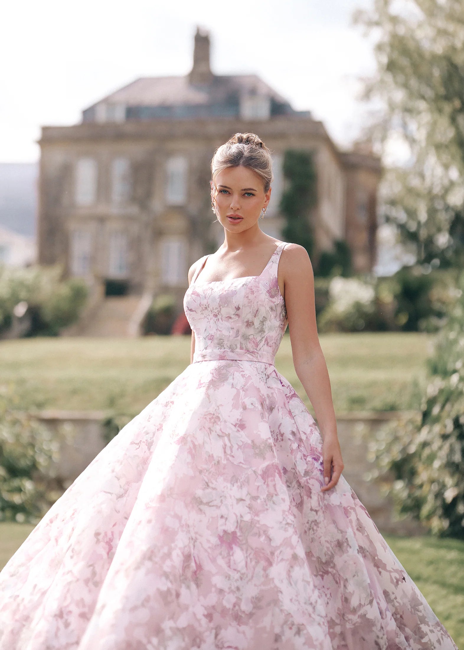 strapless open back dress Off the Shoulder Blush Ruffle Wedding Dress with Detachable Overskirt –  Rosymae main image 0