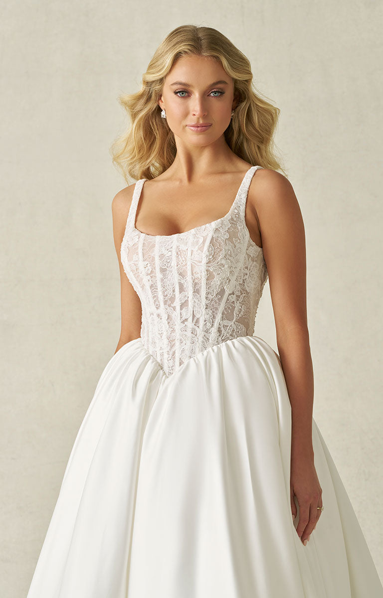 A1406 by Allure Bridal from Abella - Beaded Lace and Satin Ball Gown Wedding Dress