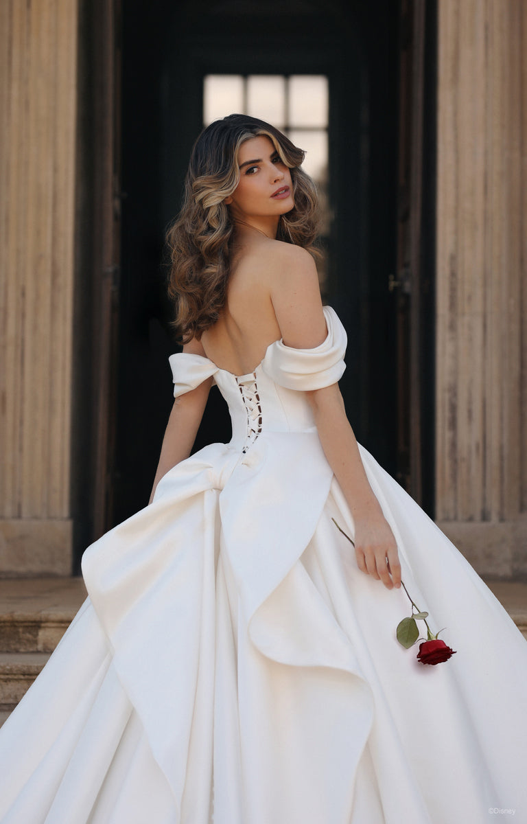 Woman wearing D362 Belle - Disney Fairytale Weddings Ivory Wedding Dress